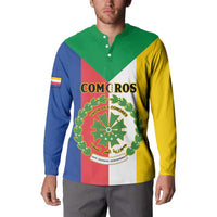 Comoros Button Sweatshirt Coat Of Arms Flag Style