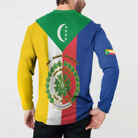 Comoros Button Sweatshirt Coat Of Arms Flag Style