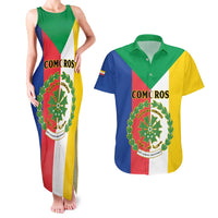 Comoros Couples Matching Tank Maxi Dress and Hawaiian Shirt Coat Of Arms Flag Style
