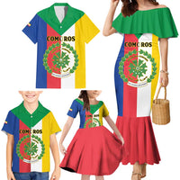 Comoros Family Matching Mermaid Dress and Hawaiian Shirt Coat Of Arms Flag Style