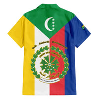Comoros Family Matching Off The Shoulder Long Sleeve Dress and Hawaiian Shirt Coat Of Arms Flag Style