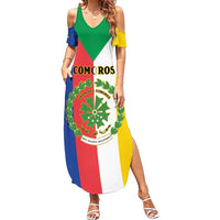 Comoros Family Matching Summer Maxi Dress and Hawaiian Shirt Coat Of Arms Flag Style