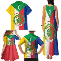 Comoros Family Matching Tank Maxi Dress and Hawaiian Shirt Coat Of Arms Flag Style