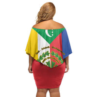 Comoros Off Shoulder Short Dress Coat Of Arms Flag Style