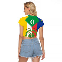 Comoros Raglan Cropped T Shirt Coat Of Arms Flag Style