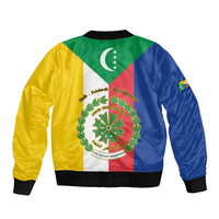 Comoros Sleeve Zip Bomber Jacket Coat Of Arms Flag Style