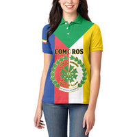 Comoros Women Polo Shirt Coat Of Arms Flag Style