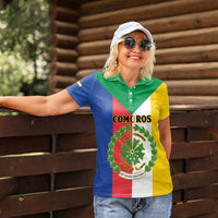 Comoros Women Polo Shirt Coat Of Arms Flag Style