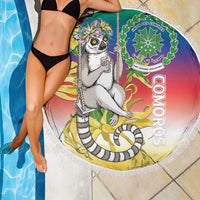 Comoros Mongoose Lemur Beach Blanket Coat Of Arms With Ylang Ylang