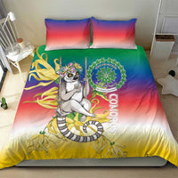 Comoros Mongoose Lemur Bedding Set Coat Of Arms With Ylang Ylang