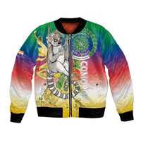 Comoros Mongoose Lemur Bomber Jacket Coat Of Arms With Ylang Ylang