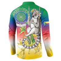 Comoros Mongoose Lemur Button Sweatshirt Coat Of Arms With Ylang Ylang