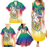 Comoros Mongoose Lemur Family Matching Summer Maxi Dress and Hawaiian Shirt Coat Of Arms With Ylang Ylang