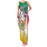 Comoros Mongoose Lemur Family Matching Tank Maxi Dress and Hawaiian Shirt Coat Of Arms With Ylang Ylang