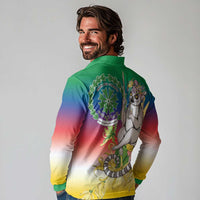 Comoros Mongoose Lemur Long Sleeve Polo Shirt Coat Of Arms With Ylang Ylang