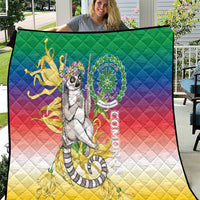 Comoros Mongoose Lemur Quilt Coat Of Arms With Ylang Ylang