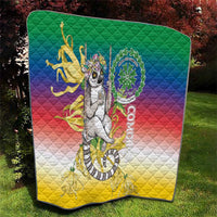 Comoros Mongoose Lemur Quilt Coat Of Arms With Ylang Ylang