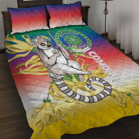 Comoros Mongoose Lemur Quilt Bed Set Coat Of Arms With Ylang Ylang