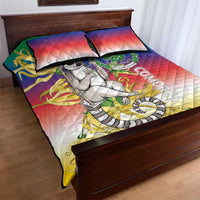 Comoros Mongoose Lemur Quilt Bed Set Coat Of Arms With Ylang Ylang