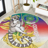 Comoros Mongoose Lemur Round Carpet Coat Of Arms With Ylang Ylang
