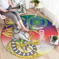 Comoros Mongoose Lemur Round Carpet Coat Of Arms With Ylang Ylang
