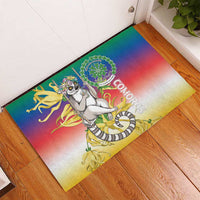 Comoros Mongoose Lemur Rubber Doormat Coat Of Arms With Ylang Ylang