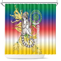 Comoros Mongoose Lemur Shower Curtain Coat Of Arms With Ylang Ylang