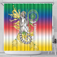 Comoros Mongoose Lemur Shower Curtain Coat Of Arms With Ylang Ylang
