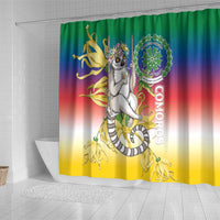 Comoros Mongoose Lemur Shower Curtain Coat Of Arms With Ylang Ylang