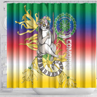 Comoros Mongoose Lemur Shower Curtain Coat Of Arms With Ylang Ylang