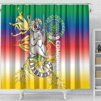 Comoros Mongoose Lemur Shower Curtain Coat Of Arms With Ylang Ylang