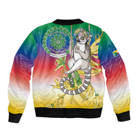 Comoros Mongoose Lemur Sleeve Zip Bomber Jacket Coat Of Arms With Ylang Ylang