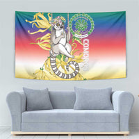 Comoros Mongoose Lemur Tapestry Coat Of Arms With Ylang Ylang