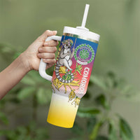 Comoros Mongoose Lemur Tumbler With Handle Coat Of Arms With Ylang Ylang