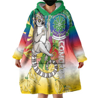 Comoros Mongoose Lemur Wearable Blanket Hoodie Coat Of Arms With Ylang Ylang