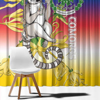 Comoros Mongoose Lemur Window Curtain Coat Of Arms With Ylang Ylang