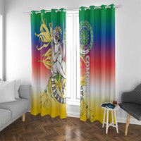 Comoros Mongoose Lemur Window Curtain Coat Of Arms With Ylang Ylang