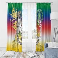 Comoros Mongoose Lemur Window Curtain Coat Of Arms With Ylang Ylang
