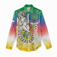 Comoros Mongoose Lemur Women Casual Shirt Coat Of Arms With Ylang Ylang