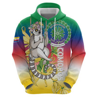 Comoros Mongoose Lemur Zip Hoodie Coat Of Arms With Ylang Ylang