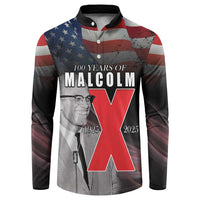 African American El Hajj Malik El Shabazz Button Sweatshirt 100 Years of Malcolm X