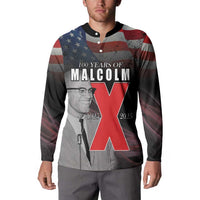 African American El Hajj Malik El Shabazz Button Sweatshirt 100 Years of Malcolm X