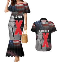 African American El Hajj Malik El Shabazz Couples Matching Mermaid Dress and Hawaiian Shirt 100 Years of Malcolm X