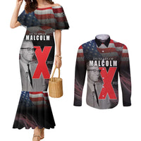 African American El Hajj Malik El Shabazz Couples Matching Mermaid Dress and Long Sleeve Button Shirt 100 Years of Malcolm X