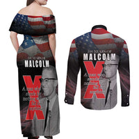 African American El Hajj Malik El Shabazz Couples Matching Off Shoulder Maxi Dress and Long Sleeve Button Shirt 100 Years of Malcolm X