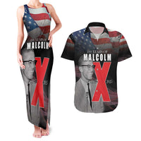 African American El Hajj Malik El Shabazz Couples Matching Tank Maxi Dress and Hawaiian Shirt 100 Years of Malcolm X
