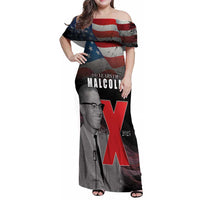 African American El Hajj Malik El Shabazz Family Matching Off Shoulder Maxi Dress and Hawaiian Shirt 100 Years of Malcolm X