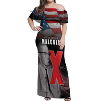 African American El Hajj Malik El Shabazz Off Shoulder Maxi Dress 100 Years of Malcolm X