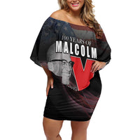 African American El Hajj Malik El Shabazz Off Shoulder Short Dress 100 Years of Malcolm X