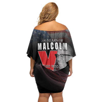 African American El Hajj Malik El Shabazz Off Shoulder Short Dress 100 Years of Malcolm X